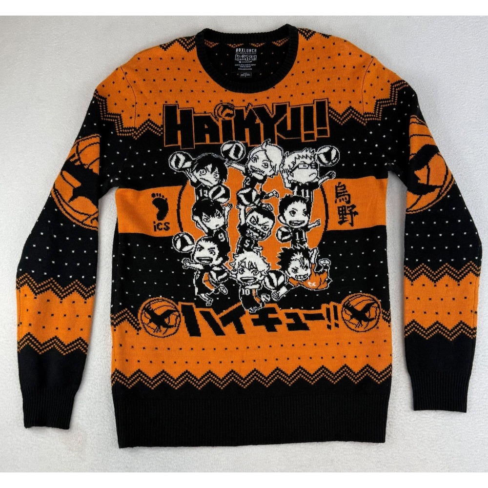 Haikyu Sweater Men's Small Boxlunch‎ Karasuno Crows Chibi Team Holiday Exclusive